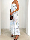 Vintage Long Sleeveless Floral Cami Dress Blue