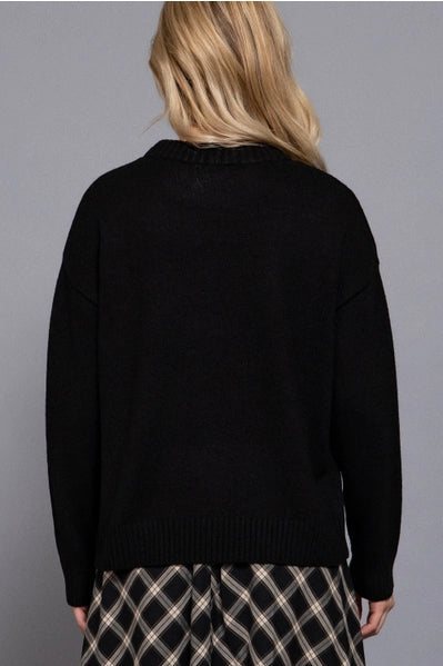 Long Sleeve Crew Neck "New York" Lettering Sweater Top