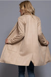 Long Sleeve Open Front Faux Suede Jacket Sand Taupe