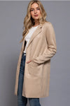 Long Sleeve Open Front Faux Suede Jacket Sand Taupe
