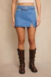 Low Rise Denim Skirt with Belt