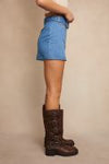 Low Rise Denim Skirt with Belt