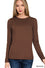 Brushed Microfiber Long Sleeve Round Neck Tee - 7 Colors