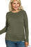 Curvy Fit Brushed Microfiber Long Sleeve Round Neck Tee