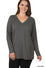 Brushed Microfiber Long Sleeve V-neck Curvy Fit Tee 4 - Colors