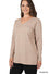 Brushed Microfiber Long Sleeve V-neck Curvy Fit Tee 4 - Colors