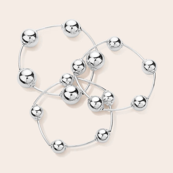 3PCS - Metal Ball Station Stretch Bracelets