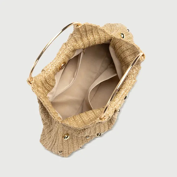 Metal Ring Woven Handbag