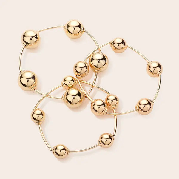 3PCS - Metal Ball Station Stretch Bracelets