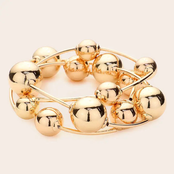3PCS - Metal Ball Station Stretch Bracelets