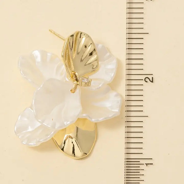 Metallic and Acrylic Petals Dangle Earrings