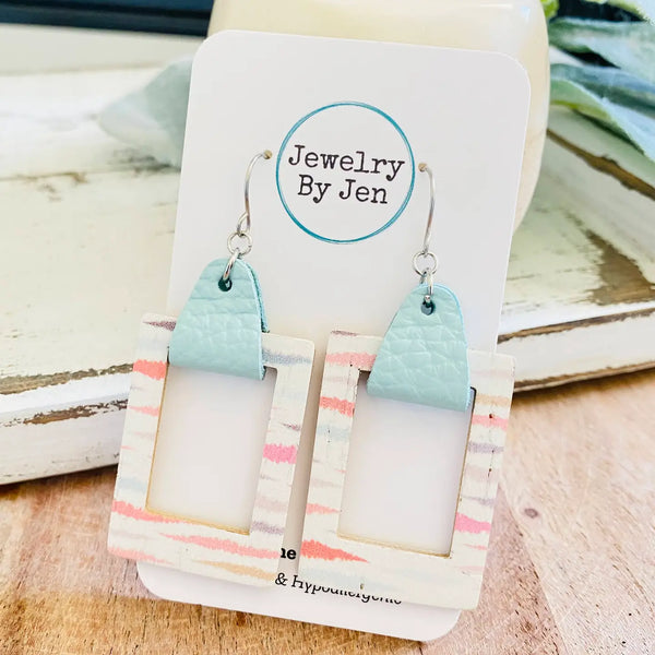 Mia Earrings: Coral Taffy & Baby Blue