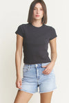 Mica Super High Light Denim Shorts with Frayed Raw Hem
