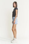 Mica Super High Light Denim Shorts with Frayed Raw Hem
