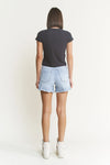Mica Super High Light Denim Shorts with Frayed Raw Hem