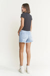 Mica Super High Light Denim Shorts with Frayed Raw Hem