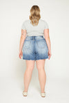 Mica Super High Raw Hem Mid Length Denim Shorts Plus Size