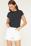 Mica White Super High Vintage Shorts with Raw Hem