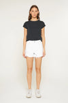 Mica White Super High Vintage Shorts with Raw Hem