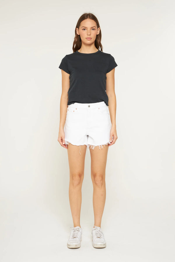 Mica White Super High Vintage Shorts with Raw Hem