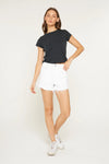 Mica White Super High Vintage Shorts with Raw Hem