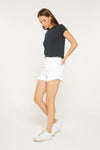 Mica White Super High Vintage Shorts with Raw Hem