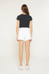 Mica White Super High Vintage Shorts with Raw Hem