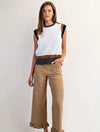 Color Block Cap Sleeve Knit Top - White