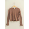 Mineral Wash Waffle Knit Long Sleeve Top - 4 Colors