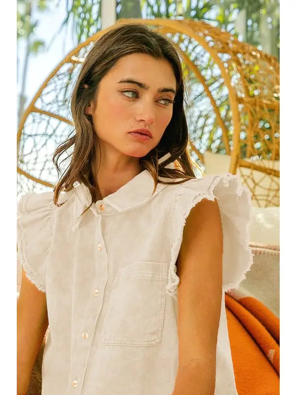 Mineral Washed Buttoned Up Shirt - Oatmeal