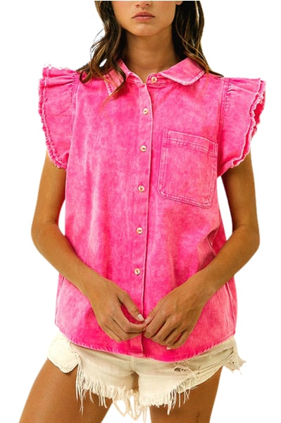 Mineral Washed Buttoned Up Shirt - Oatmeal