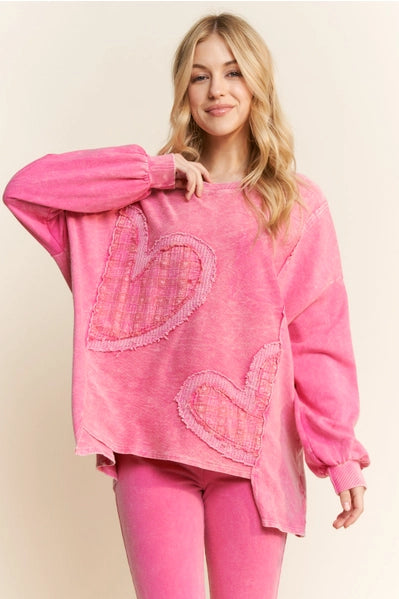 Mineral Washed Valentines Heart Sweatshirts