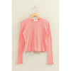 Mineral Wash Waffle Knit Long Sleeve Top - 4 Colors