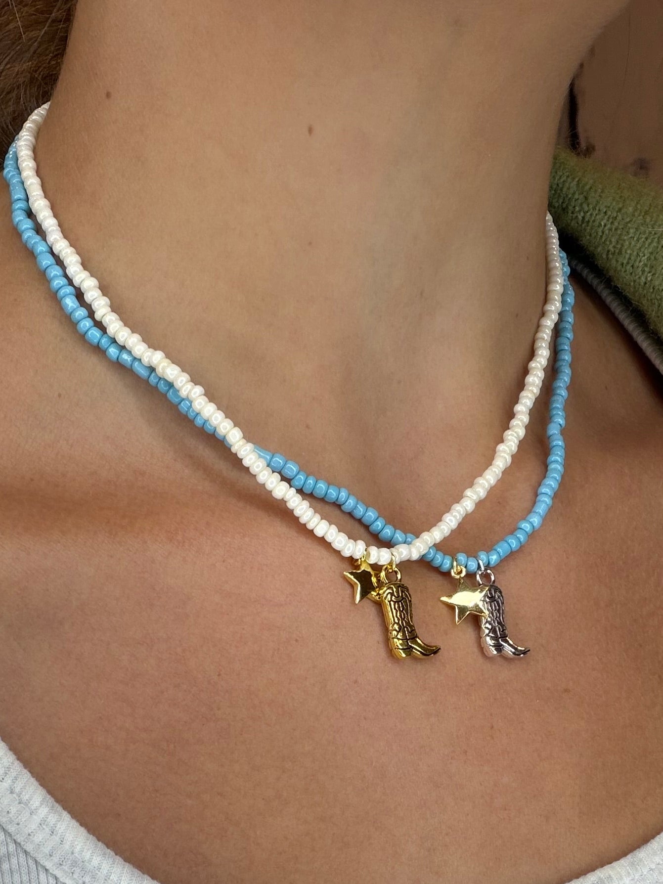 State South Mini Beaded Necklace - Blue