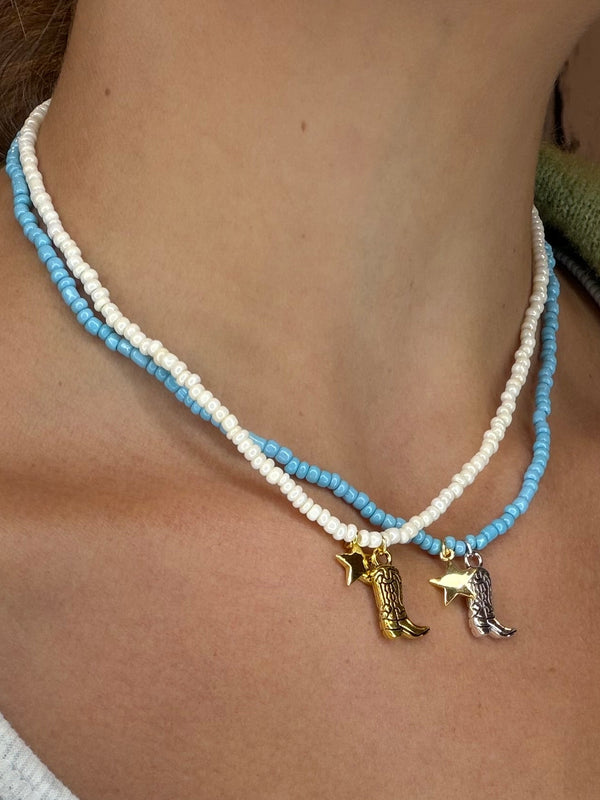 State South Mini Beaded Necklace - White