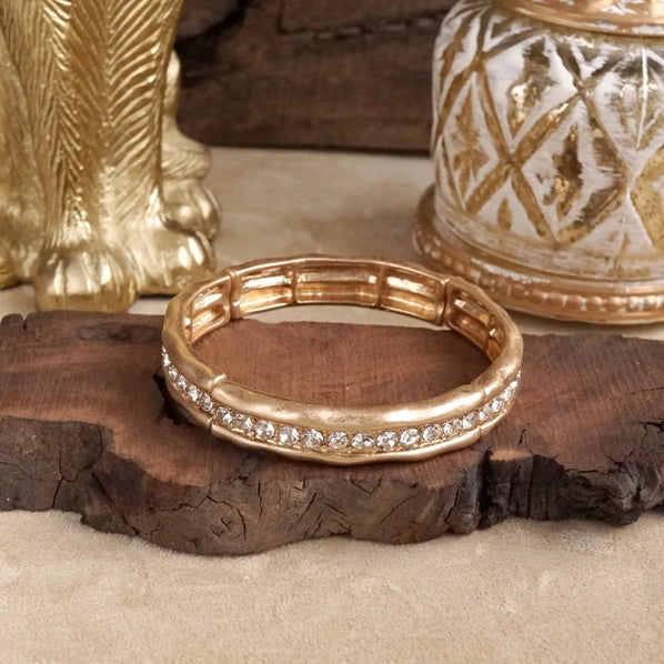 Minimalist Crystal & Pearl Bangle Bracelet