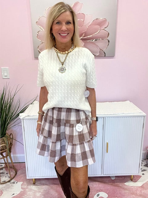 Mocha Checkered Skirt