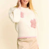 Multi Floral Patches Fuzzy Long Sleeve Sweater