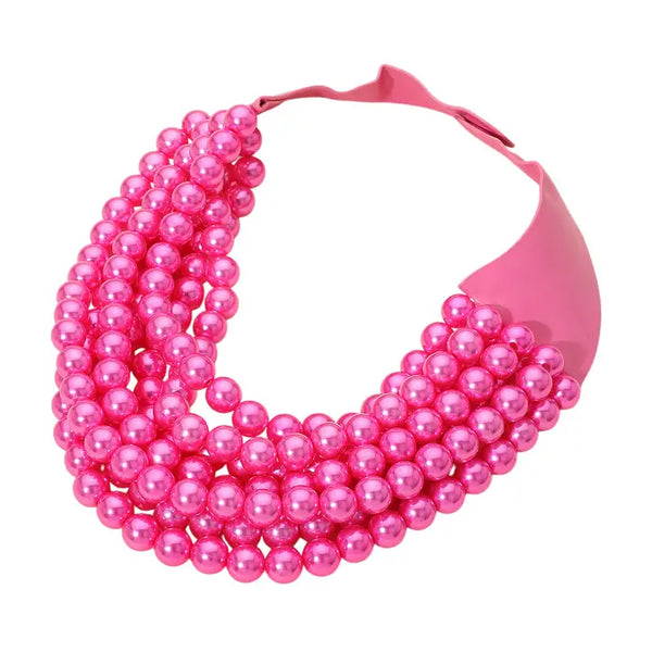 Multi Layered Pearl Beaded Collar Magnetic Necklace