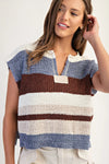 Multicolor Striped Cap Sleeve Sweater - Forest Bloom
