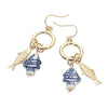 Nautical Metal Ceramic Fish Charm Drop Earrings