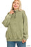 Curvy Fit Acid Wash Fleece Half Zip Pullover