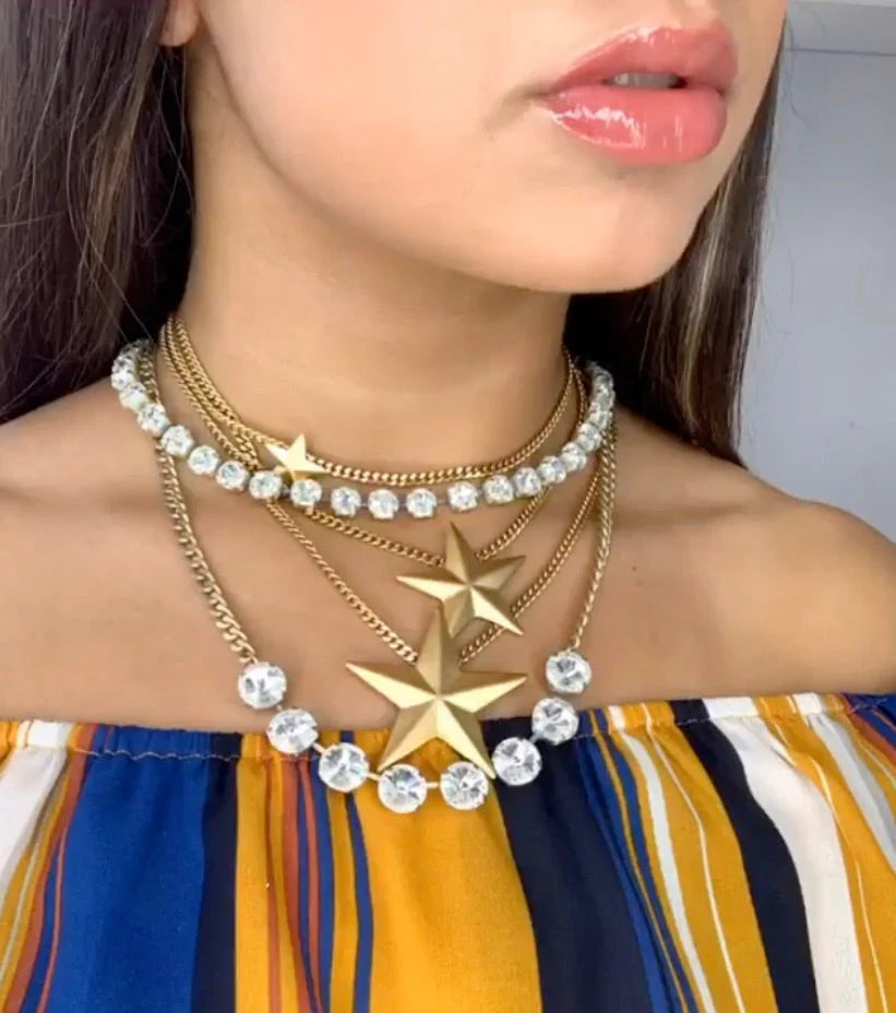 TOVA - Oakland Necklace in Gold Clear with Foil