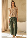Acid Washed Colored Barrel Denim Pants Washed Olive