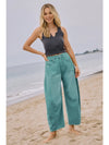 Acid Washed Colored Barrel Denim Pants Washed Seafoam Green