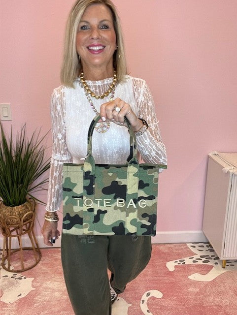 Camo Texture Printed Tote Bag