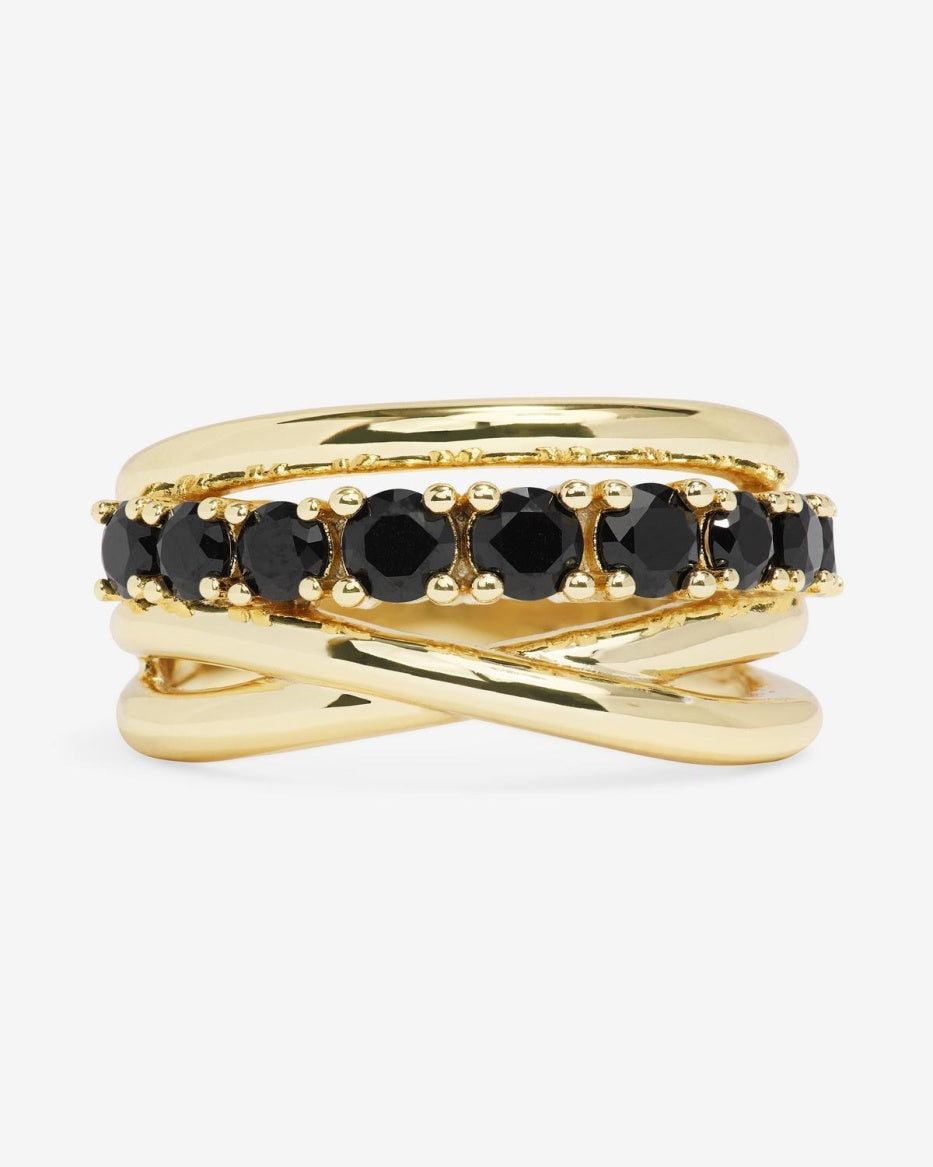 Melinda Maria - Oh She Fancy Stacked Black Cz Ring