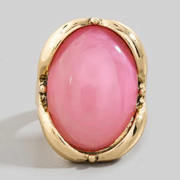 Pink, Oval Vintage Style Ring
