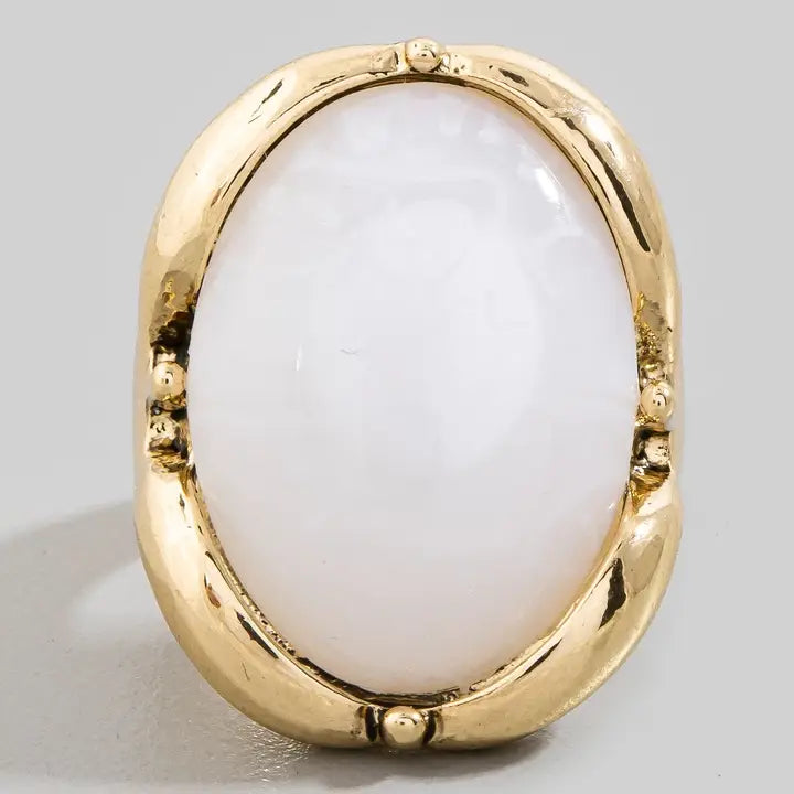 White, Oval Vintage Style Ring