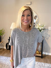 Ribbed Striped Oversized Short-Sleeve Top